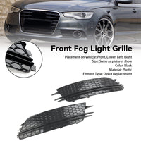 Parement Avant Bas Grille Foglight Noir Audi A6 C7 Pré-Facelift - vue de trois-quarts - Becquet Voiture