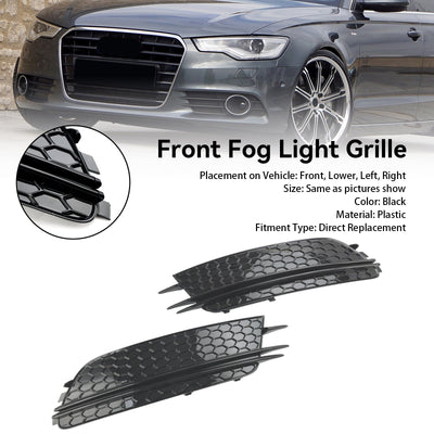 Parement Avant Bas Grille Foglight Noir Audi A6 C7 Pré-Facelift - vue de trois-quarts - Becquet Voiture