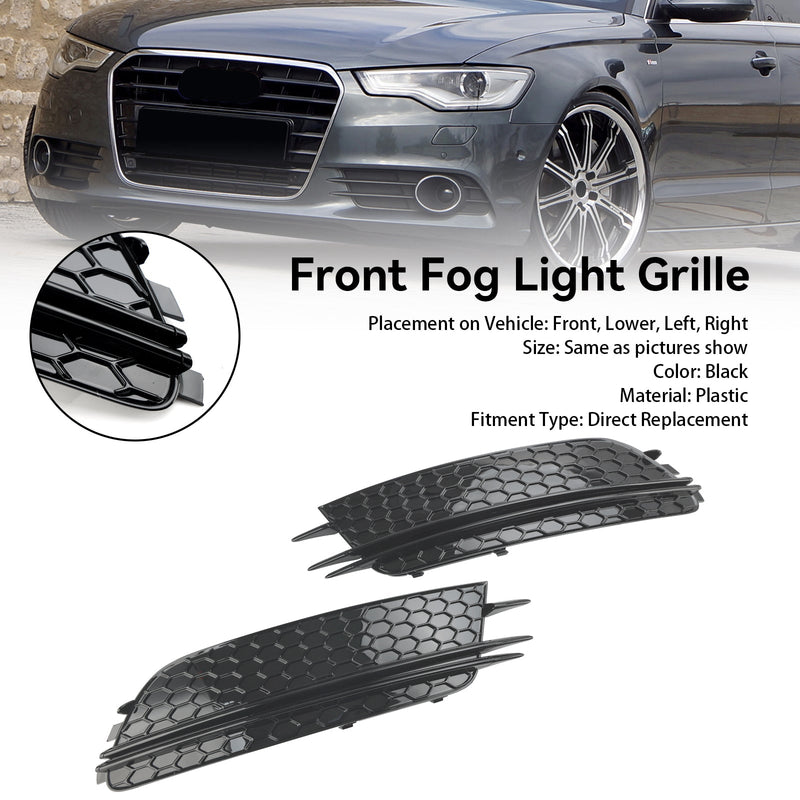 Parement Avant Bas Grille Foglight Noir Audi A6 C7 Pré-Facelift - vue de trois-quarts - Becquet Voiture