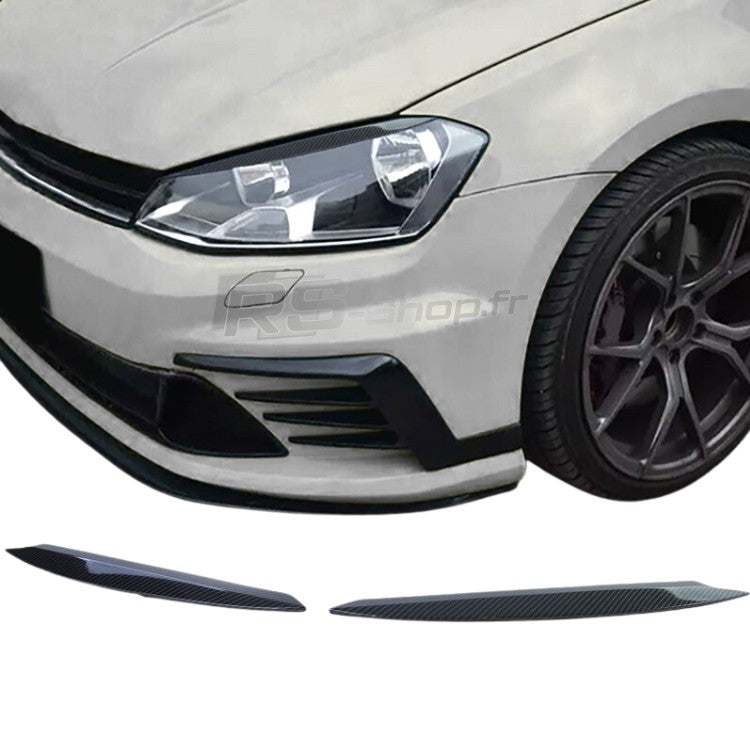 Scheinwerferblenden VW Golf 7 GTI R Style Schwarz glänzend - Dreiviertelansicht - Becquet Voiture