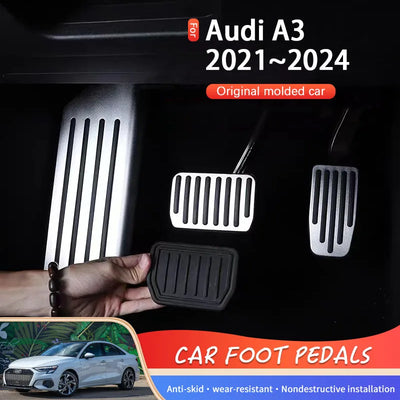 Pédales Antidérapantes Audi A3 8Y 2021-2024 - vue de face - Becquet Voiture
