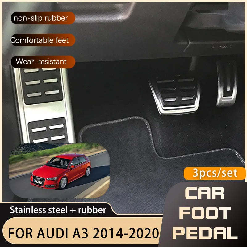 Pédales Inox Audi A3 8V 2014-2020 - vue de face - Becquet Voiture