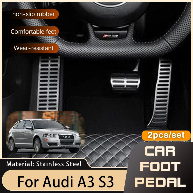 Pédales Inox Audi A3 S3 8P 2006-2013 - vue de face - Becquet Voiture