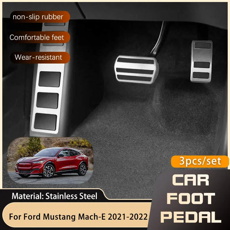 Pédales Inox Ford Mustang Mach-E 2021-2023 - vue de face - Becquet Voiture