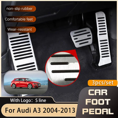 Pédales Sport Inox Audi A3 8P Sportback 2008-2013 - vue de face - Becquet Voiture