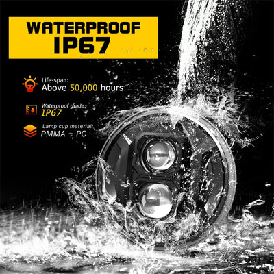 Phare LED Rond 7 Pouces Jeep Wrangler 4x4 Moto - installé sur véhicule - Becquet Voiture