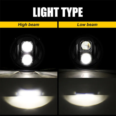 Phare LED Rond 7 Pouces Jeep Wrangler 4x4 Moto - vue de profil - Becquet Voiture