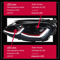 Phares AKD VW Golf 7 MK7 2012-2017 GTI Rouge Argent Noir - détail du montage - Becquet Voiture