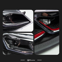 Phares AKD VW Golf 7 MK7 2012-2017 GTI Rouge Argent Noir - installé sur véhicule - Becquet Voiture