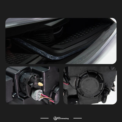 Phares AKD VW Golf 7 MK7 2012-2017 GTI Rouge Argent Noir - packshot studio - Becquet Voiture