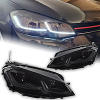 Phares AKD VW Golf 7 MK7 2012-2017 GTI Rouge Argent Noir - vue de face - Becquet Voiture
