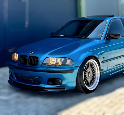 Phares Angel Eyes LED BMW Série 3 E46 - en situation - Becquet Voiture