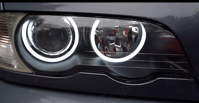 Phares Angel Eyes LED BMW Série 3 E46 - installé sur véhicule - Becquet Voiture