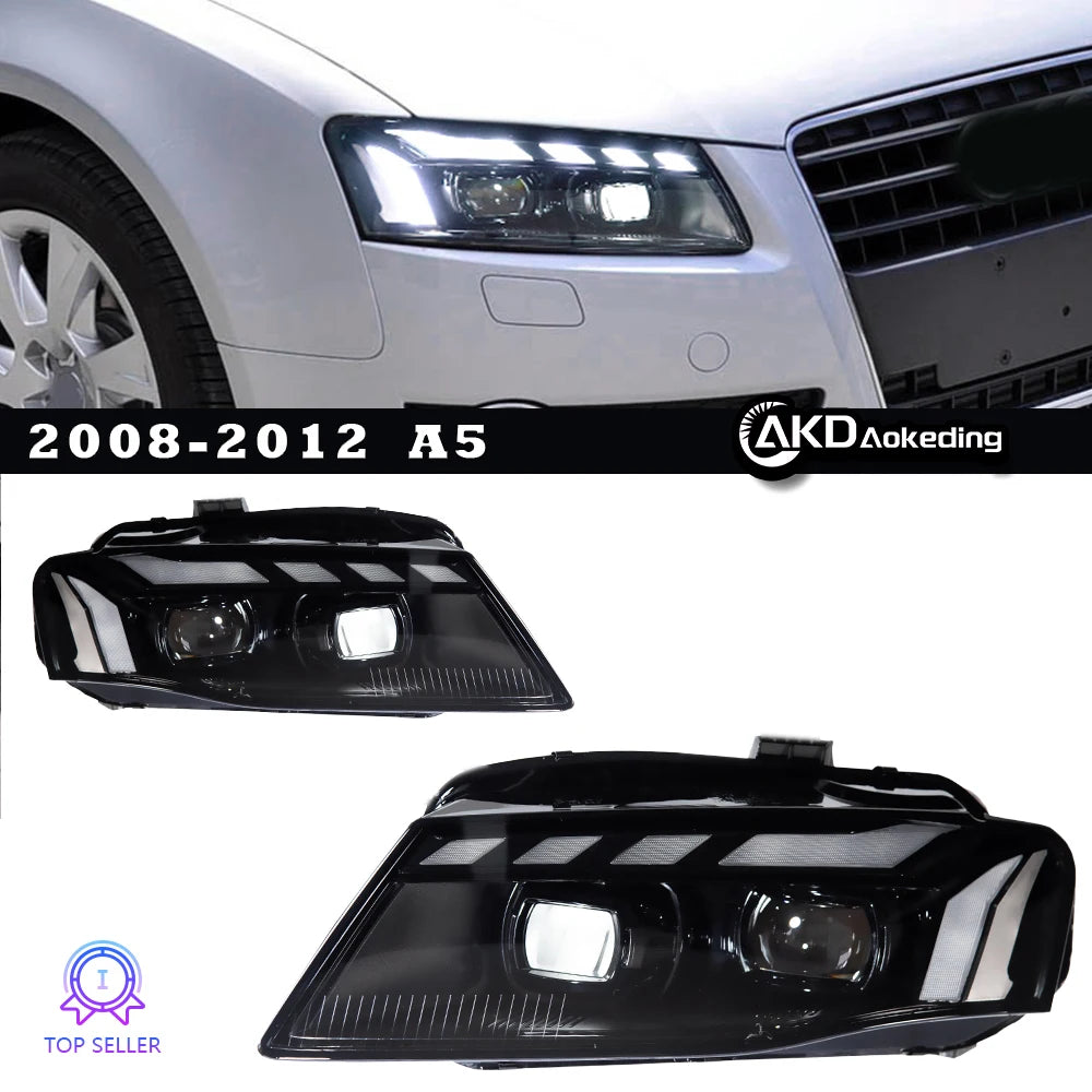 Phares Avant LED Audi A5 2008-2012 DRL Animation - vue de face - Becquet Voiture