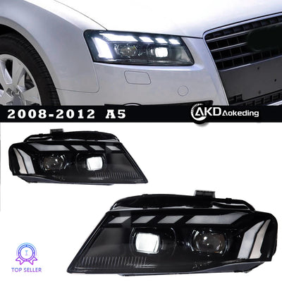 Phares Avant LED Audi A5 2008-2012 DRL Animation - vue de face - Becquet Voiture