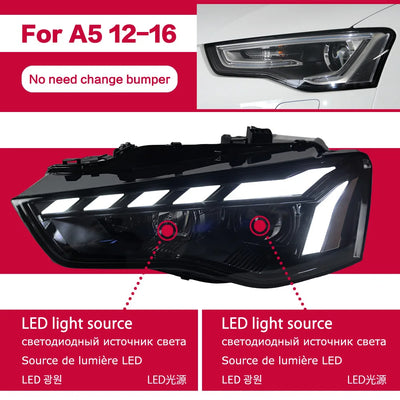 Phares Avant LED Audi A5 2013-2016 DRL Xénon - détail du montage - Becquet Voiture