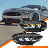 Sequential LED Headlights Ford Mustang Shelby GT500 - top view - Becquet Voiture