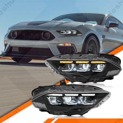 Phares Avant LED Sequentiel Ford Mustang Shelby GT500 - vue de dessus - Becquet Voiture