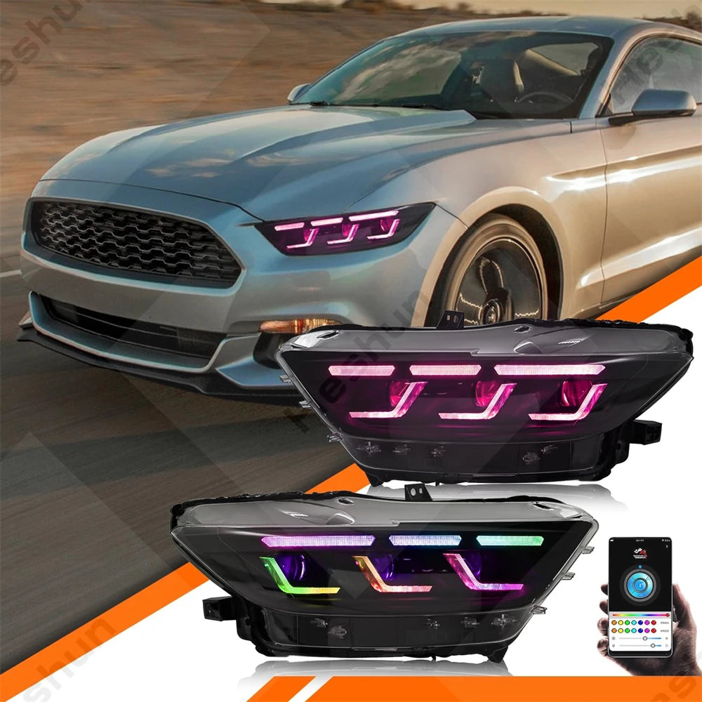 Phares Avant LED Sequentiel Ford Mustang Shelby GT500 - vue de face - Becquet Voiture