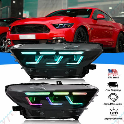 Phares Avant LED Sequentiel Ford Mustang Shelby GT500 - vue rapprochée - Becquet Voiture