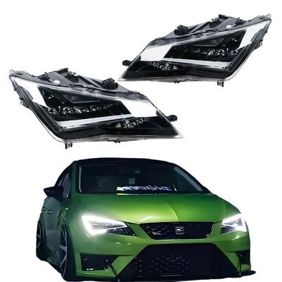 Phares Avant LED Séquentiels Seat Leon FR (2013-2016) - vue de face - Becquet Voiture
