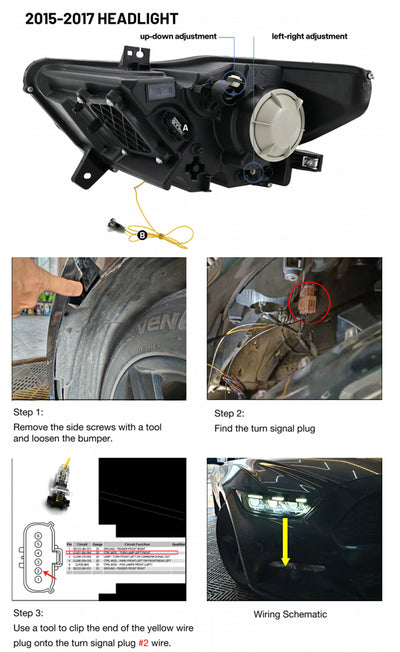 Phares Full LED Ford Mustang 2015-2017 Shelby GT350 GT500 - installé sur véhicule - Becquet Voiture