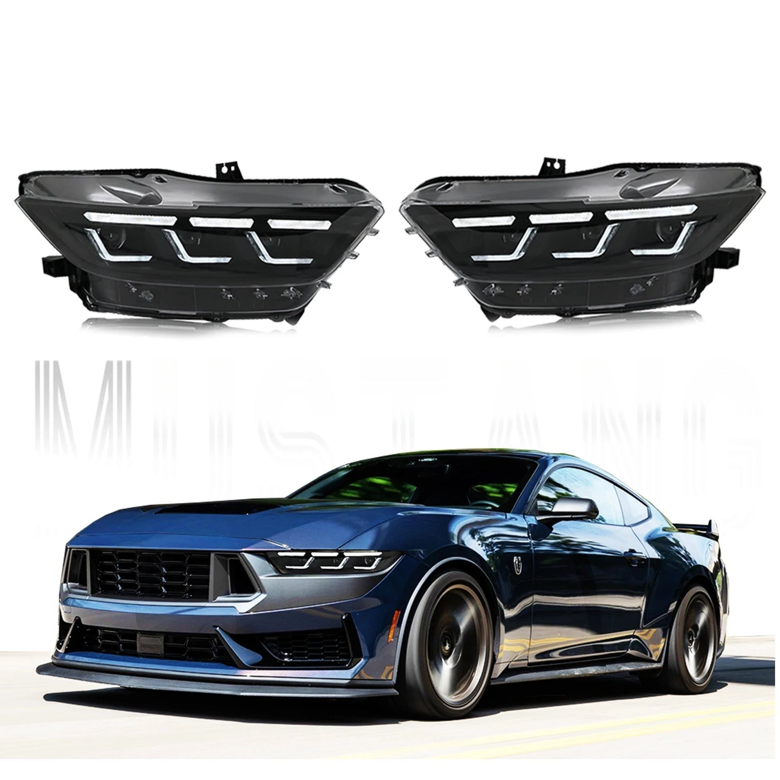 Phares Full LED Ford Mustang 2015-2017 Shelby GT350 GT500 - vue de face - Becquet Voiture