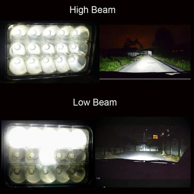 Phares LED 4x6 5 Pouces Jeep Cherokee XJ - installé sur véhicule - Becquet Voiture