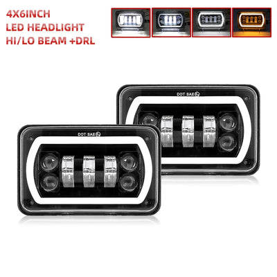 Phares LED 4x6 Pouces 90W Tout-Terrain - détail du montage - Becquet Voiture