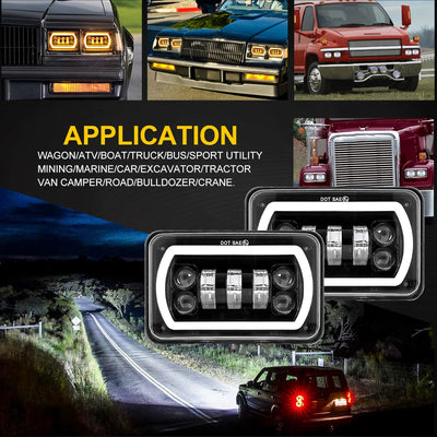 Phares LED 4x6 Pouces 90W Tout-Terrain - packshot studio - Becquet Voiture