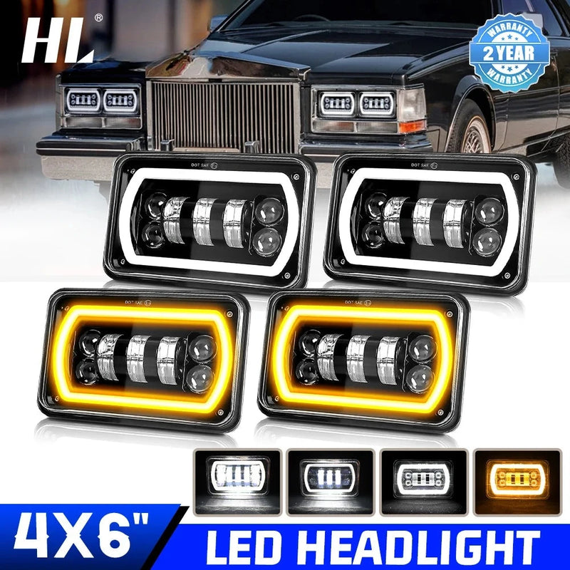 LED-Scheinwerfer 4x6 Zoll 90W Geländewagen - Vorderansicht - Becquet Voiture