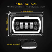 LED-Scheinwerfer 4x6 Zoll 90W Geländewagen - Seitenansicht - Becquet Voiture