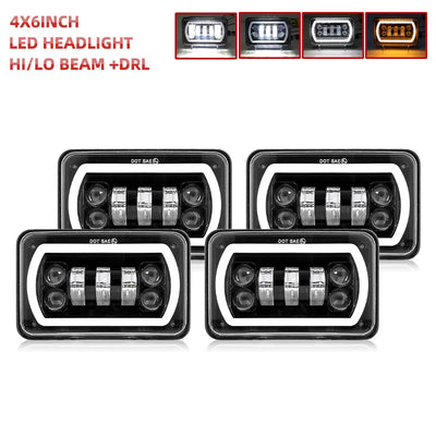Phares LED 4x6 Pouces 90W Tout-Terrain - vue rapprochée - Becquet Voiture