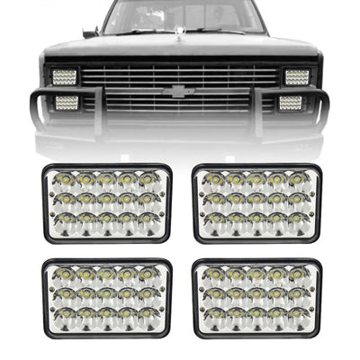 Phares LED 4x6 Pouces Universel Camion - installé sur véhicule - Becquet Voiture