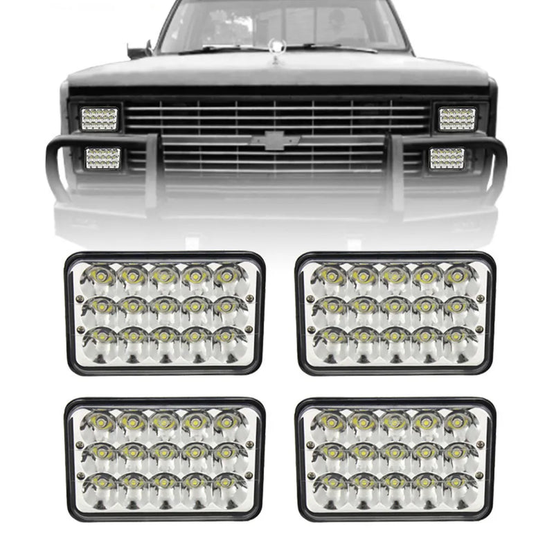 Universal 4x6 Inch LED Truck Headlights - fitted on vehicle - Becquet Voiture
