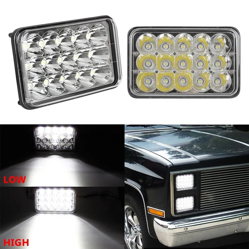 Universal 4x6 Inch LED Truck Headlights - rear view 2 - Becquet Voiture