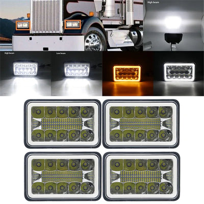 Phares LED 4x6 Pouces Universel Camion - vue de face 2 - Becquet Voiture