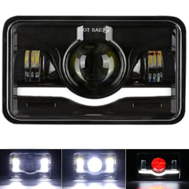 Universal 4x6 Inch LED Truck Headlights - side view 2 - Becquet Voiture