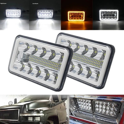 Phares LED 4x6 Pouces Universel Camion - vue de trois-quarts 2 - Becquet Voiture