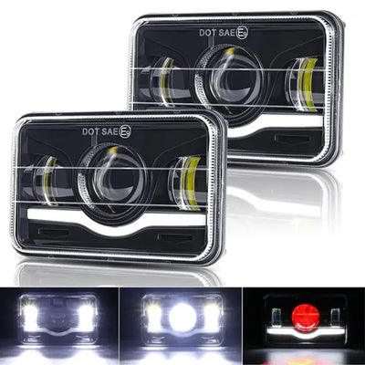 Phares LED 4x6 Pouces Universel Camion - vue rapprochée - Becquet Voiture