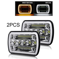Phares LED 5x7 7x6 Jeep Wrangler YJ Cherokee XJ - détail du montage - Becquet Voiture