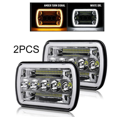 Phares LED 5x7 7x6 Jeep Wrangler YJ Cherokee XJ - détail du montage - Becquet Voiture