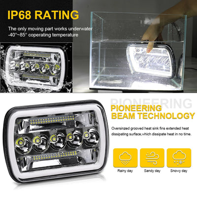 Phares LED 5x7 7x6 Jeep Wrangler YJ Cherokee XJ - packshot studio - Becquet Voiture