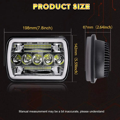 Phares LED 5x7 7x6 Jeep Wrangler YJ Cherokee XJ - vue arrière - Becquet Voiture