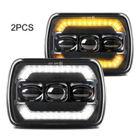 Phares LED 5x7 7x6 Jeep Wrangler YJ Cherokee XJ - vue rapprochée - Becquet Voiture