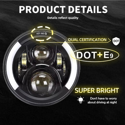 Phares LED 7 Pouces Jeep Wrangler JK - packshot studio - Becquet Voiture