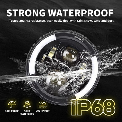 Phares LED 7 Pouces Jeep Wrangler JK - vue arrière - Becquet Voiture