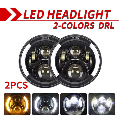 Phares LED 7 Pouces Jeep Wrangler JK - vue de dessus - Becquet Voiture