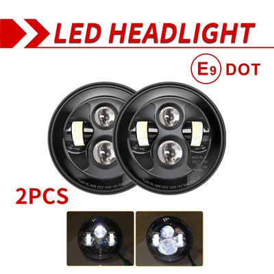 Phares LED 7 Pouces Jeep Wrangler JK - vue de face 2 - Becquet Voiture