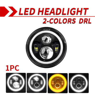 Phares LED 7 Pouces Jeep Wrangler JK - vue de profil 2 - Becquet Voiture